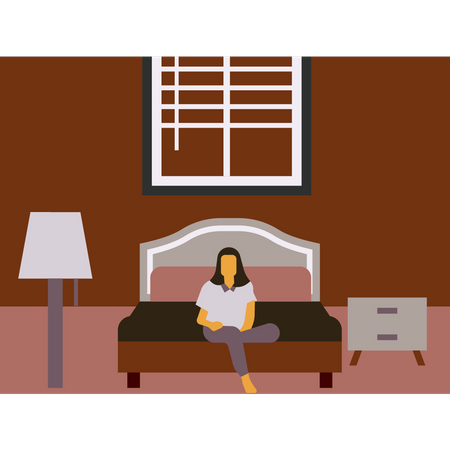 Girl sitting in hotel room  Illustration