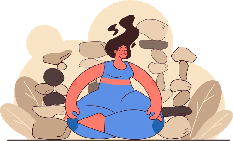 Girl sitting in lotus position  Illustration