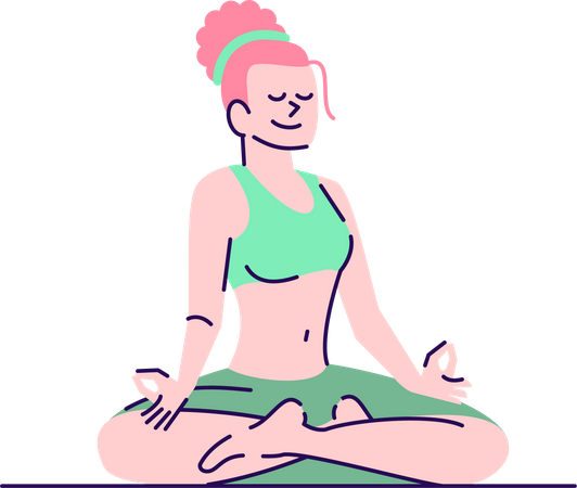 Girl sitting in lotus position  Illustration