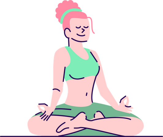 Girl sitting in lotus position  Illustration