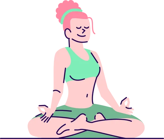 Girl sitting in lotus position  Illustration