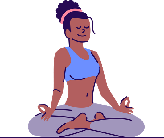 Girl sitting in lotus position  イラスト