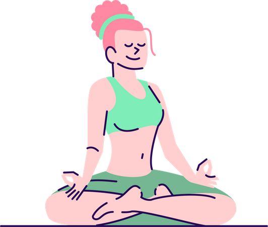 Girl sitting in lotus position  イラスト