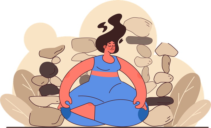 Girl sitting in lotus position  Illustration