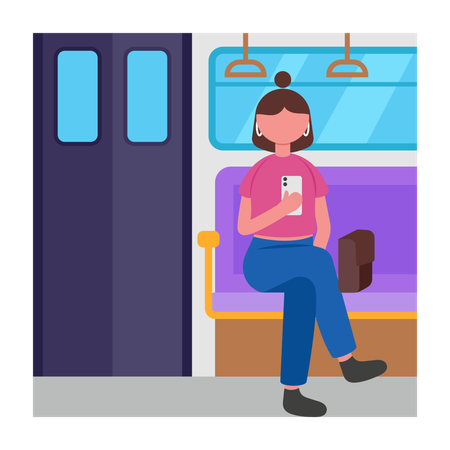 Girl sitting in Regular Morning Commute Route  Illustration