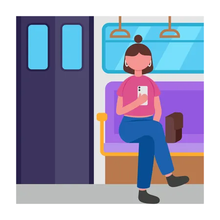 Girl sitting in Regular Morning Commute Route  Illustration