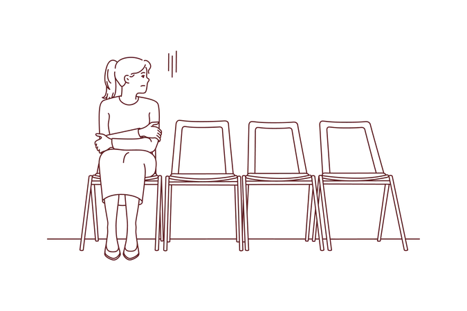 Girl sitting in waiting room Illustration