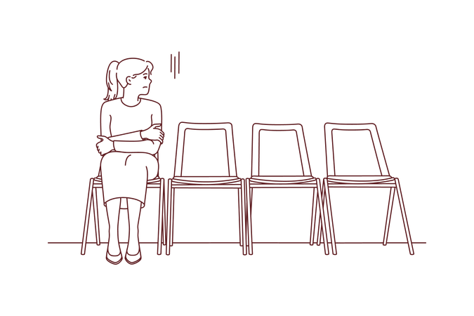 Girl sitting in waiting room  Illustration