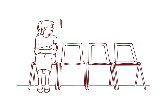 Girl sitting in waiting room  Illustration