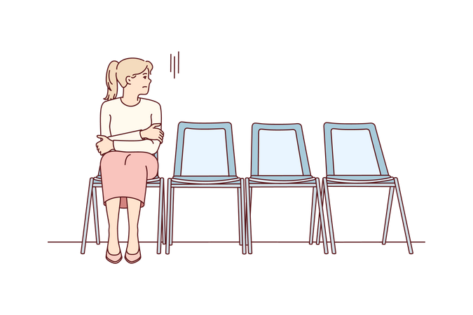 Girl sitting in waiting room  Illustration