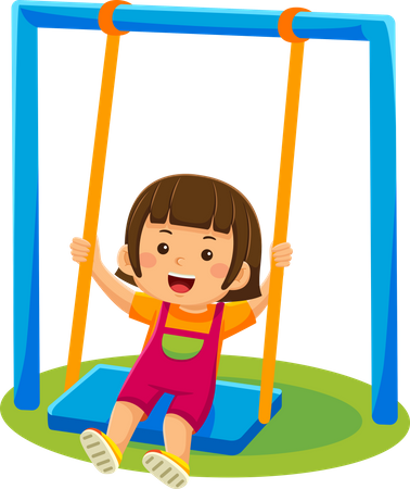 Girl Sitting On A Swing  Illustration
