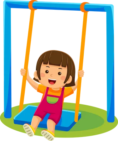 Girl Sitting On A Swing  Illustration