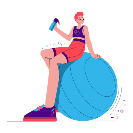 Girl sitting on Ball  Illustration