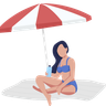 illustration sitting on beach