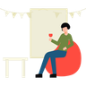 illustrations for woman sitting on bean bag