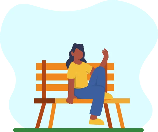 Girl sitting on bench  Illustration