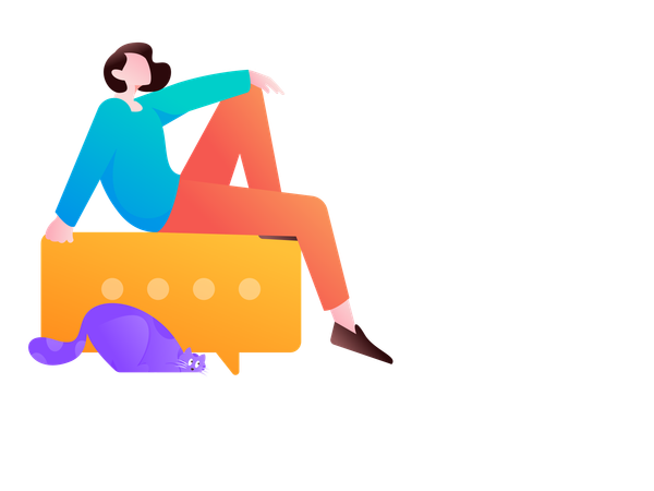 Girl sitting on chat bubble  Illustration