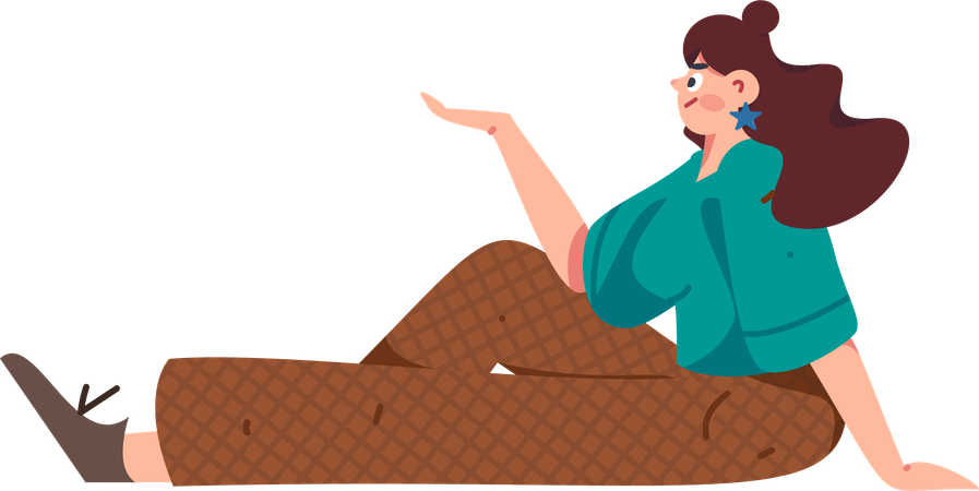 Girl sitting on floor  Illustration