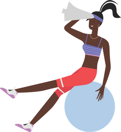 Girl sitting on gym ball  Illustration