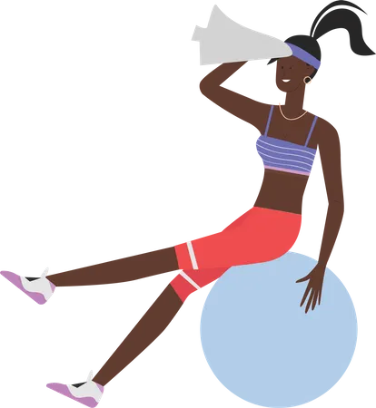 Girl sitting on gym ball  Illustration