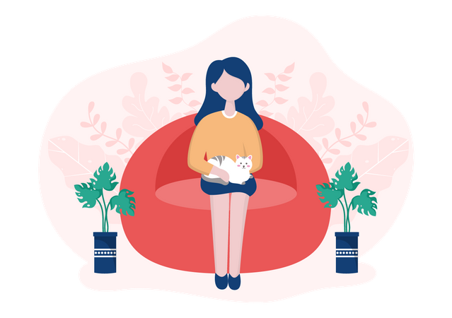 Girl sitting on sofa  일러스트레이션