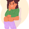 girl sitting on toilet illustration