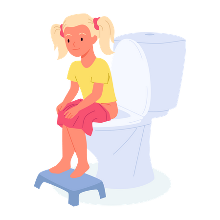 Girl Sitting On Toilet  Illustration