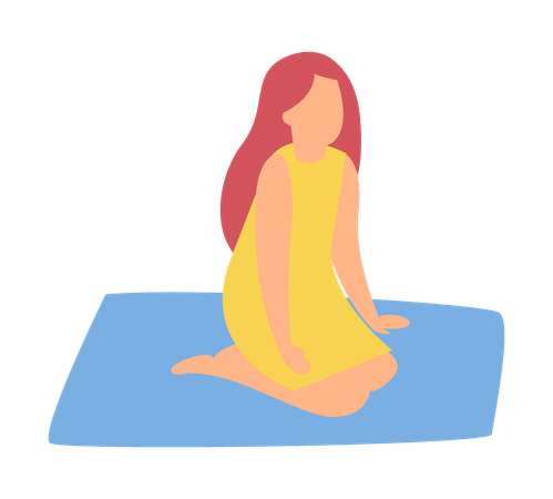 Girl sitting on yoga mat  Illustration