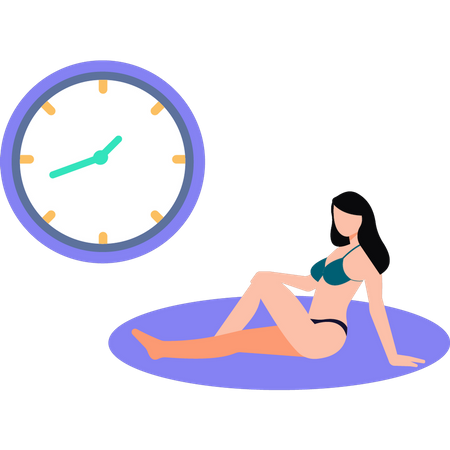 Girl sitting wearing bikini  Illustration