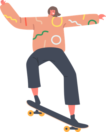 Girl Skateboarding  Illustration