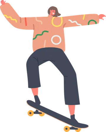 Girl Skateboarding  Illustration