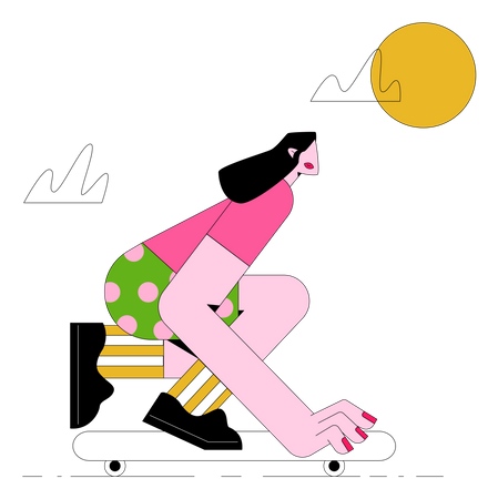 Girl Skating  Illustration