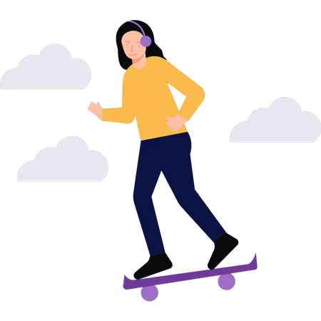 Girl skating Illustration