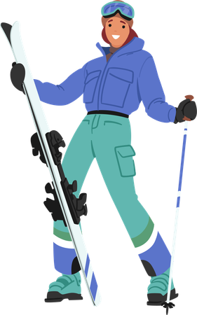 Girl Skier Strikes A Pose  Illustration