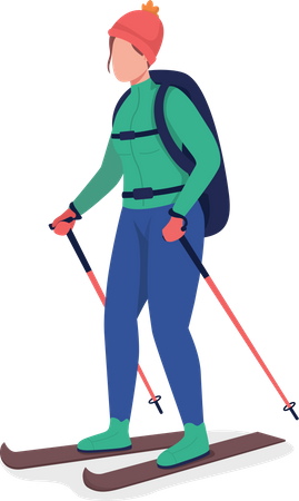 Girl skiing Illustration