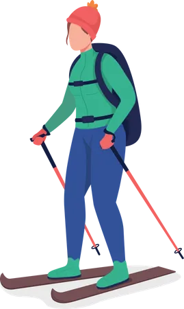 Girl skiing Illustration