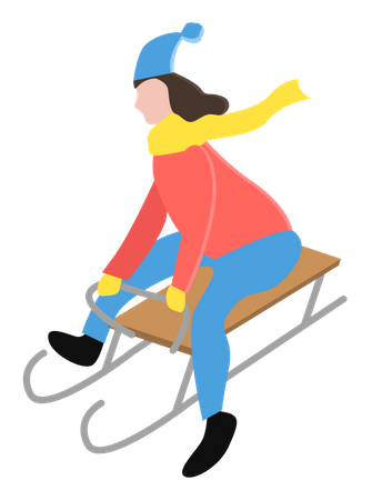 Girl Skiing Illustration