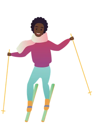 Girl Skiing  Illustration