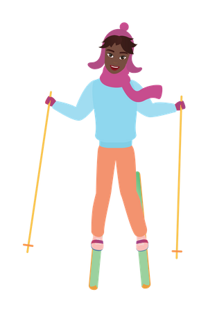 Girl Skiing  Illustration