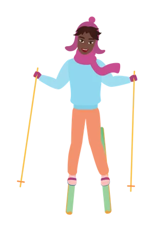 Girl Skiing  Illustration