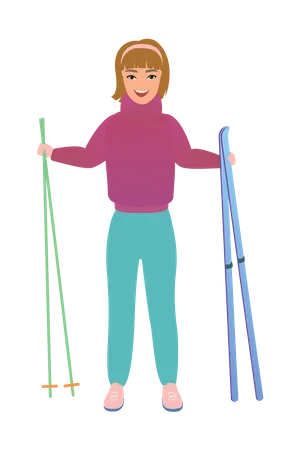 Girl Skiing  Illustration