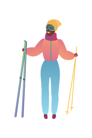 Girl Skiing  Illustration