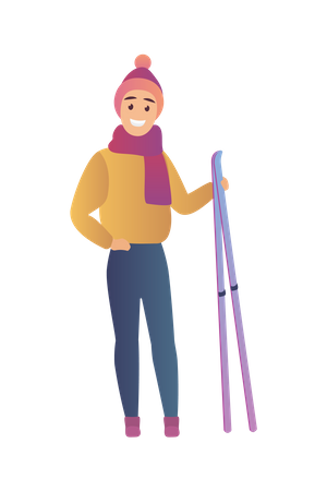 Girl Skiing  Illustration