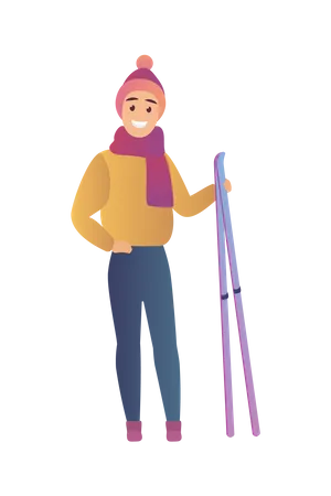 Girl Skiing  Illustration