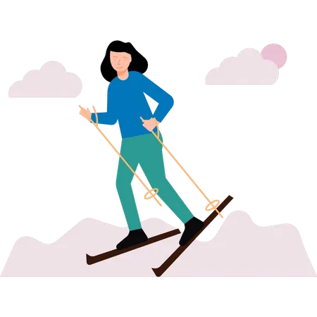 Girl skiing  Illustration