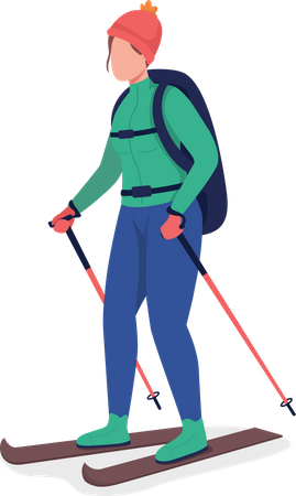 Girl skiing  Illustration