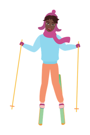 Girl Skiing  Illustration