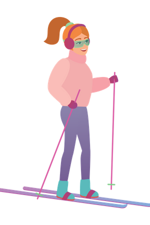 Girl Skiing  Illustration