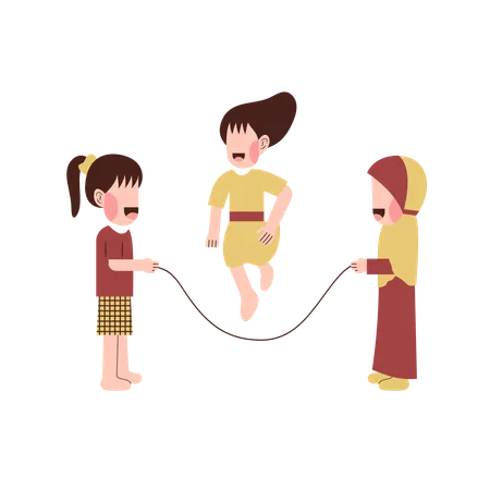 Girl skipping rope  Illustration
