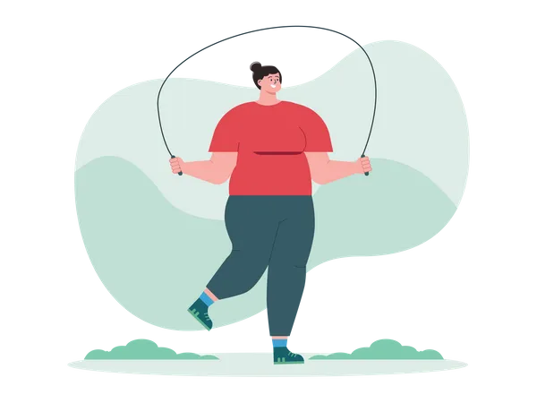 Girl skipping rope Illustration